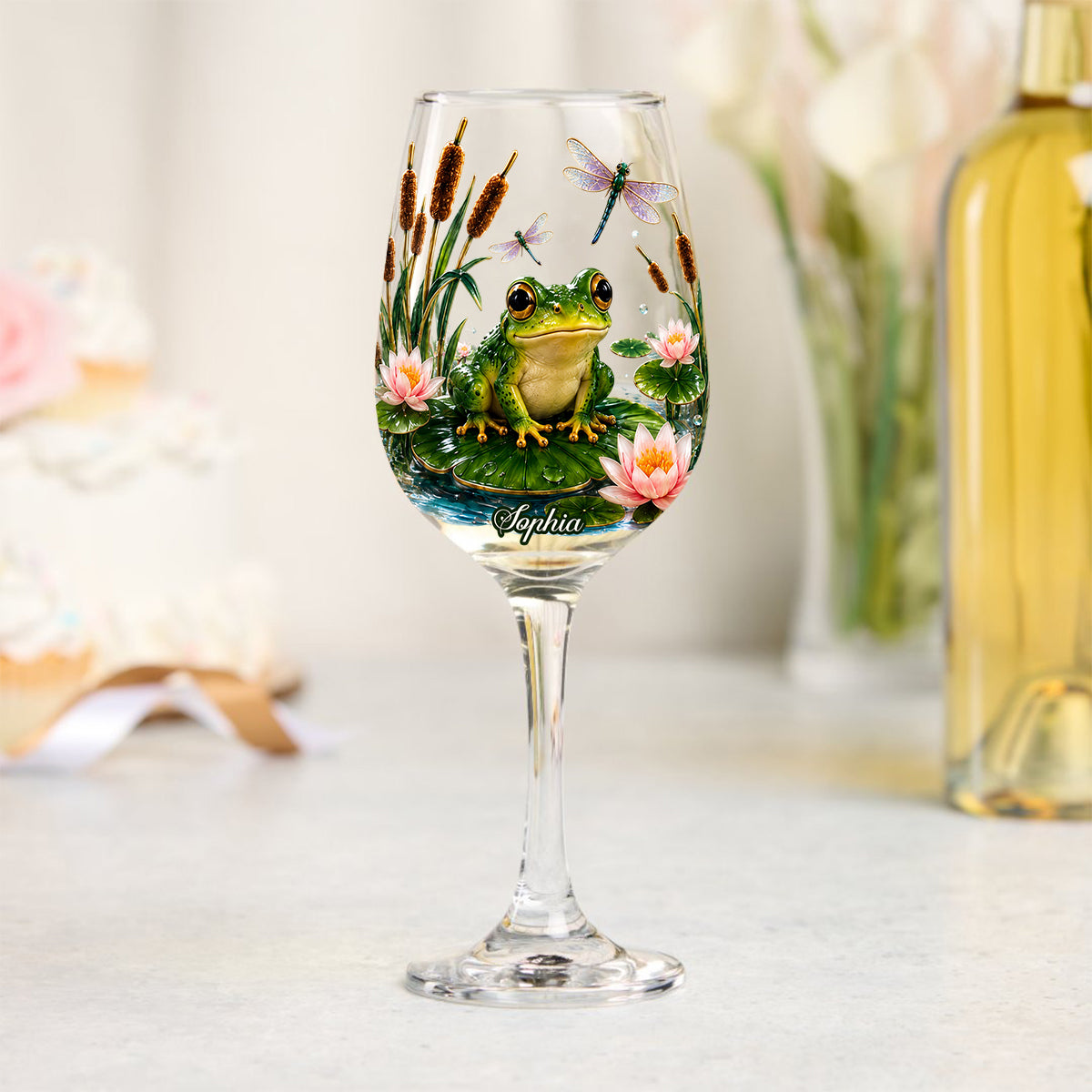 Every Sip Feels Closer To Nature - Personalized Frog Wine Glass With Long Stem