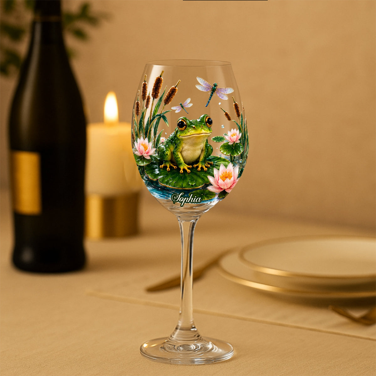 Every Sip Feels Closer To Nature - Personalized Frog Wine Glass With Long Stem