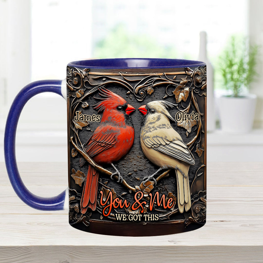 Cardinal Bird Couple - Personalized Couple Accent Mug