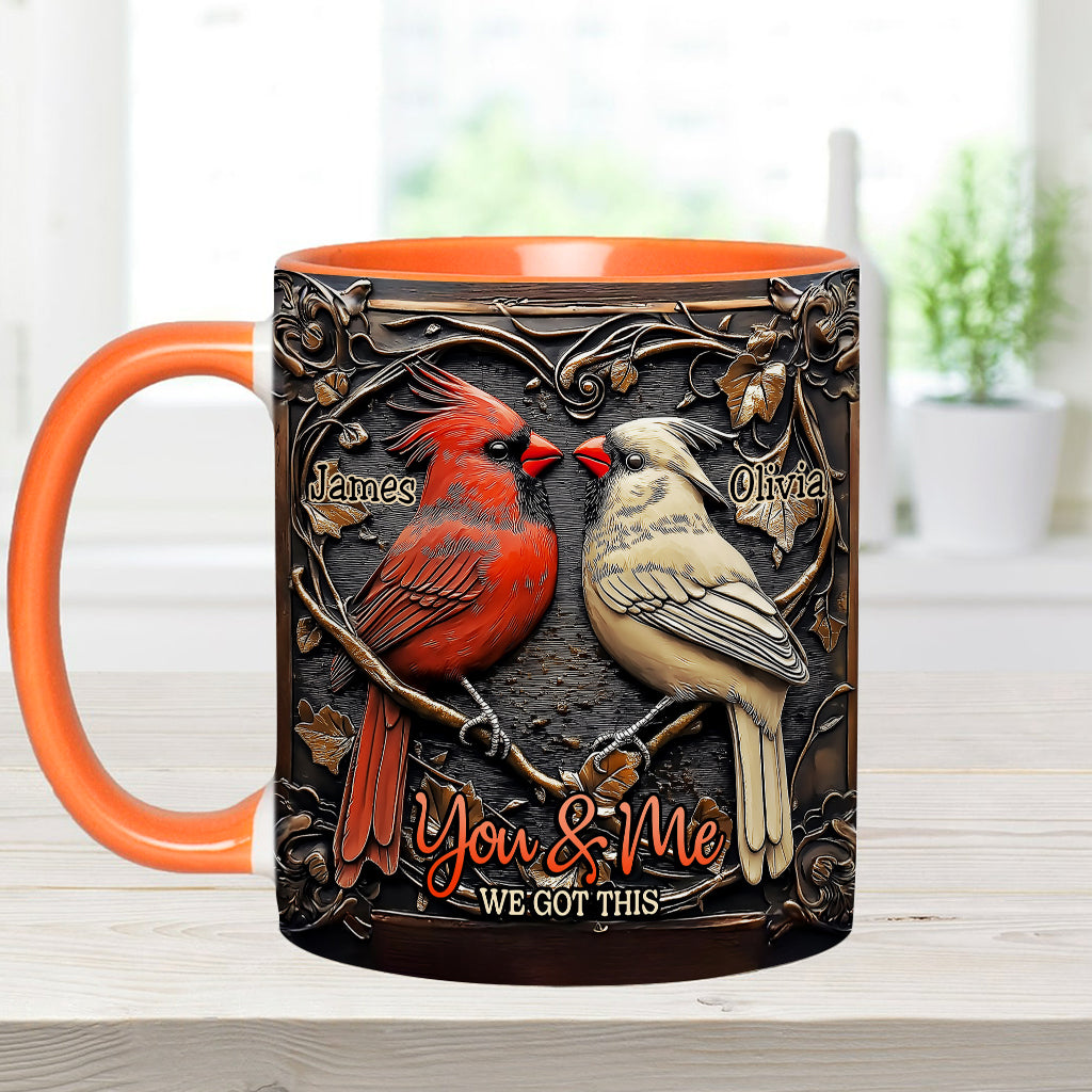 Cardinal Bird Couple - Personalized Couple Accent Mug