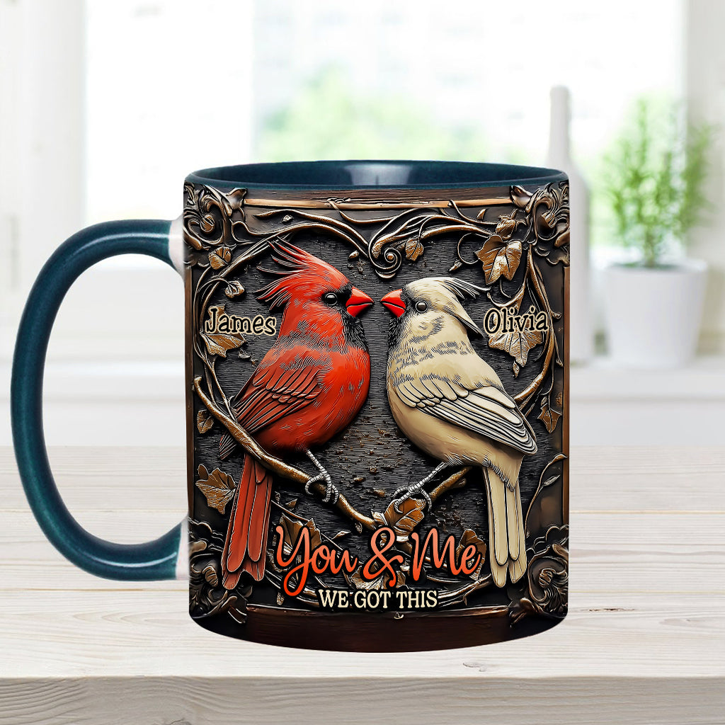 Cardinal Bird Couple - Personalized Couple Accent Mug