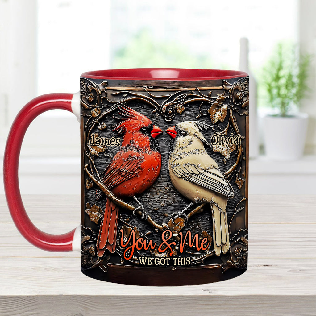 Cardinal Bird Couple - Personalized Couple Accent Mug