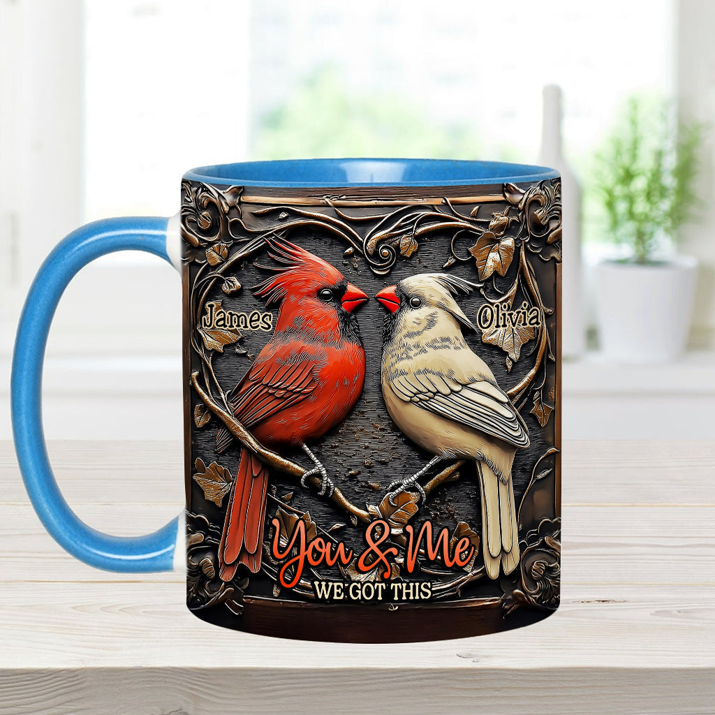 Cardinal Bird Couple - Personalized Couple Accent Mug