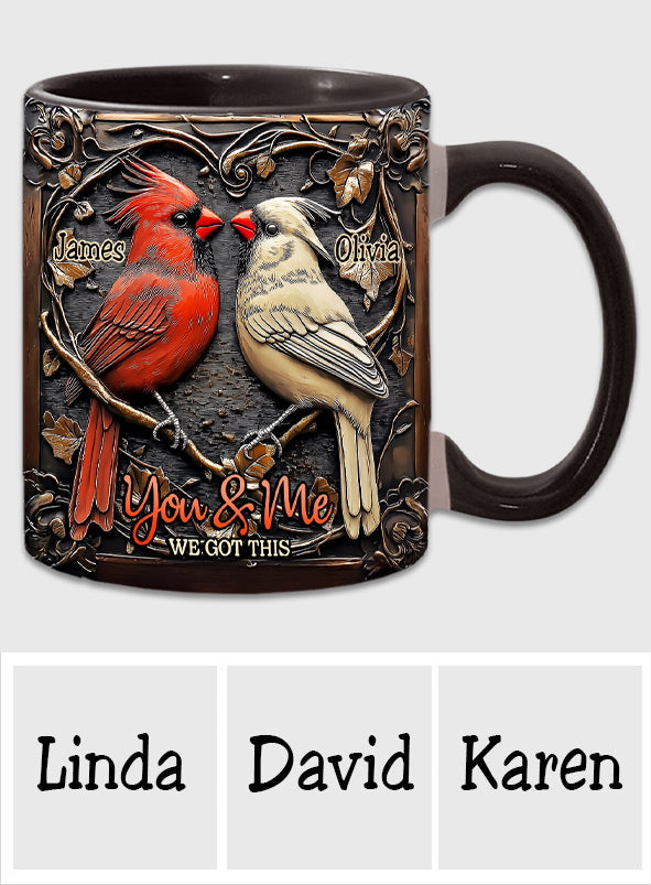 Cardinal Bird Couple - Personalized Couple Accent Mug