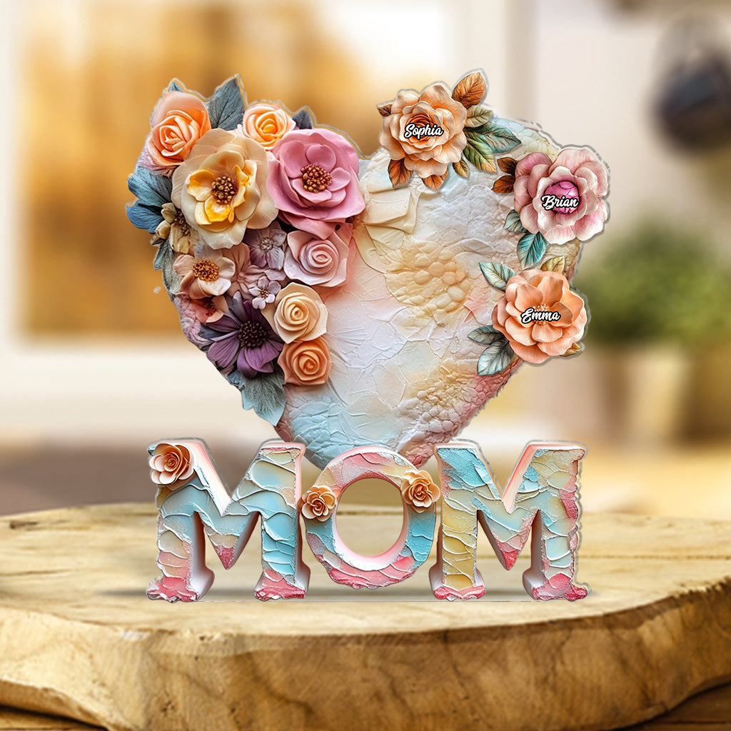 Floral Motherhood - Personalized Mother Custom Shaped Acrylic Plaque