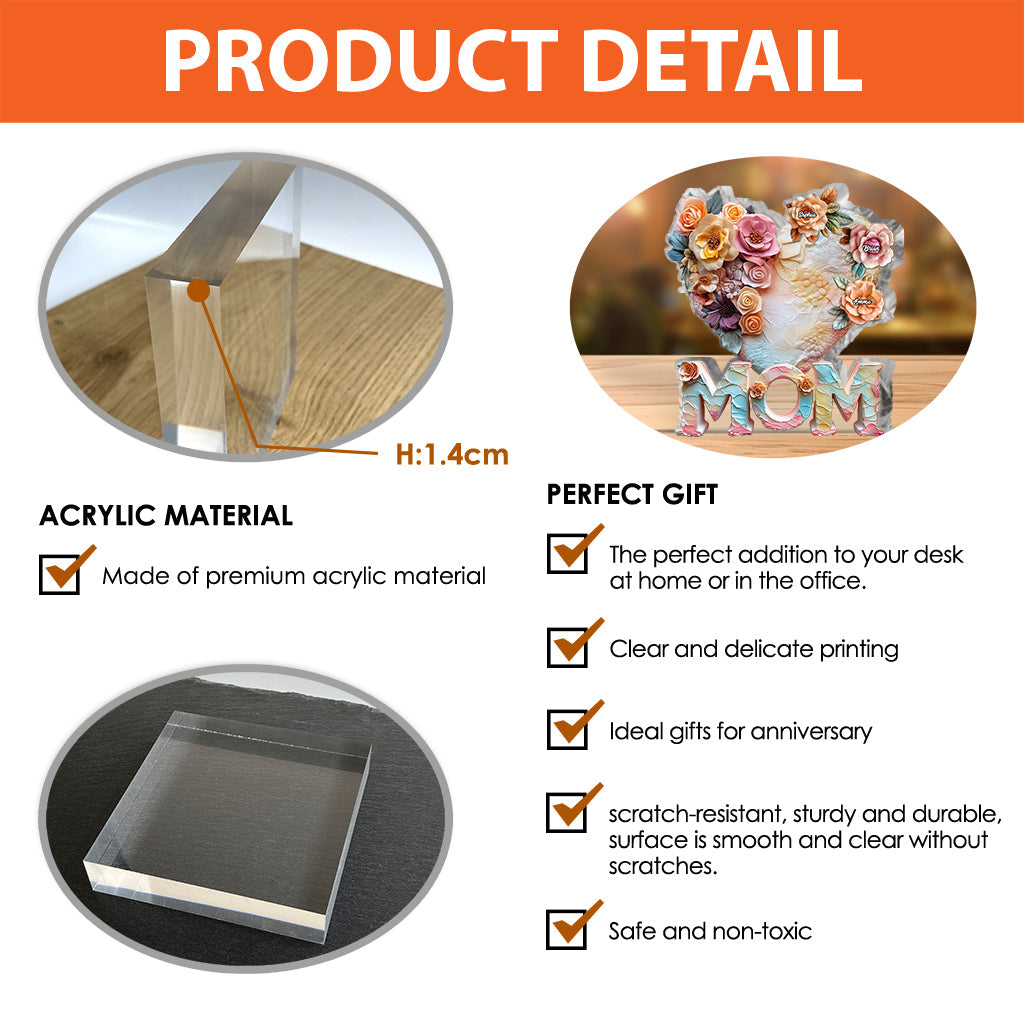 Floral Motherhood - Personalized Mother Custom Shaped Acrylic Plaque