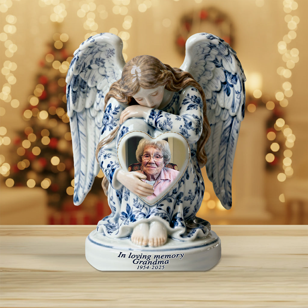 In Loving Memory Toile De Jouy Angel - Personalized Memorial Custom Shaped Acrylic Plaque