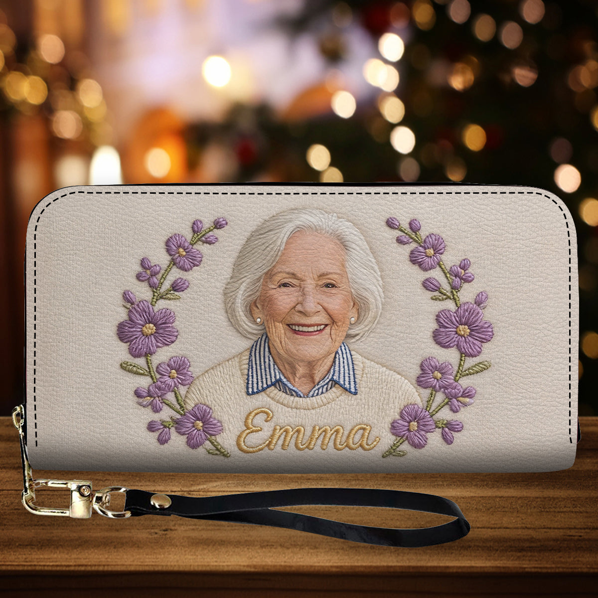 Custom Birth Flower & Name - Personalized Self Love Leather Long Wallet