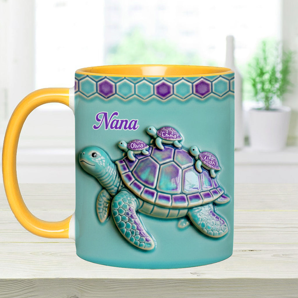 Nana Turtle Gift For Mom Grandma - Personalized Grandma Accent Mug