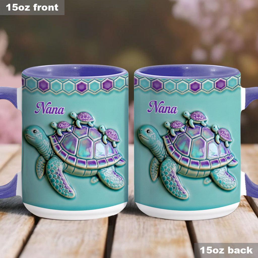 Nana Turtle Gift For Mom Grandma - Personalized Grandma Accent Mug