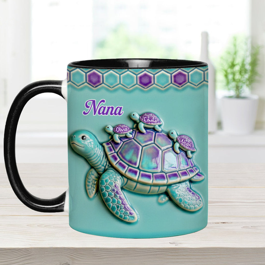 Nana Turtle Gift For Mom Grandma - Personalized Grandma Accent Mug