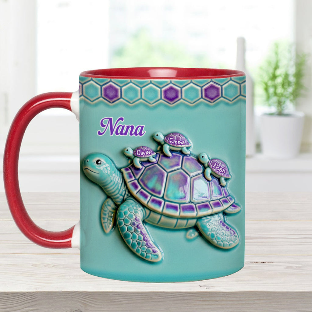 Nana Turtle Gift For Mom Grandma - Personalized Grandma Accent Mug