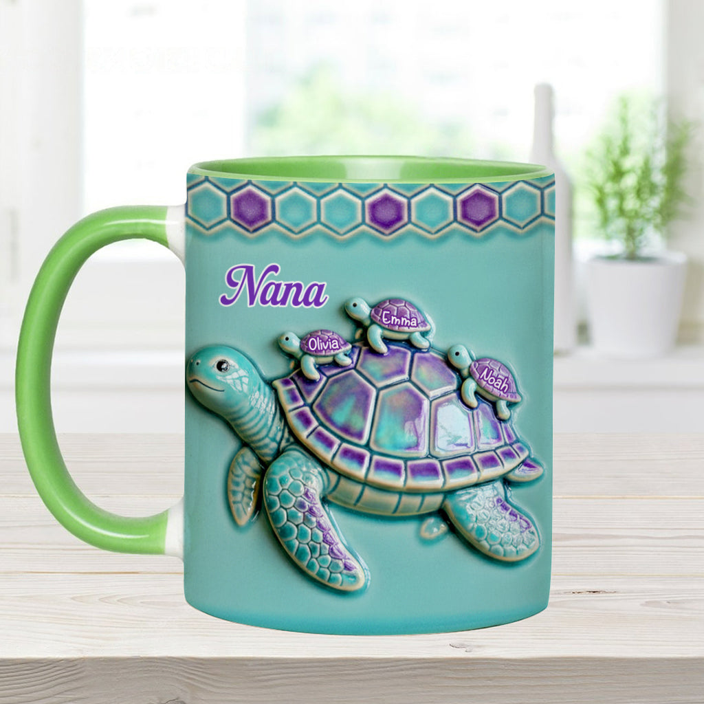 Nana Turtle Gift For Mom Grandma - Personalized Grandma Accent Mug