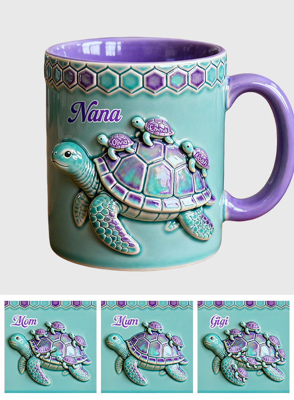 Nana Turtle Gift For Mom Grandma - Personalized Grandma Accent Mug