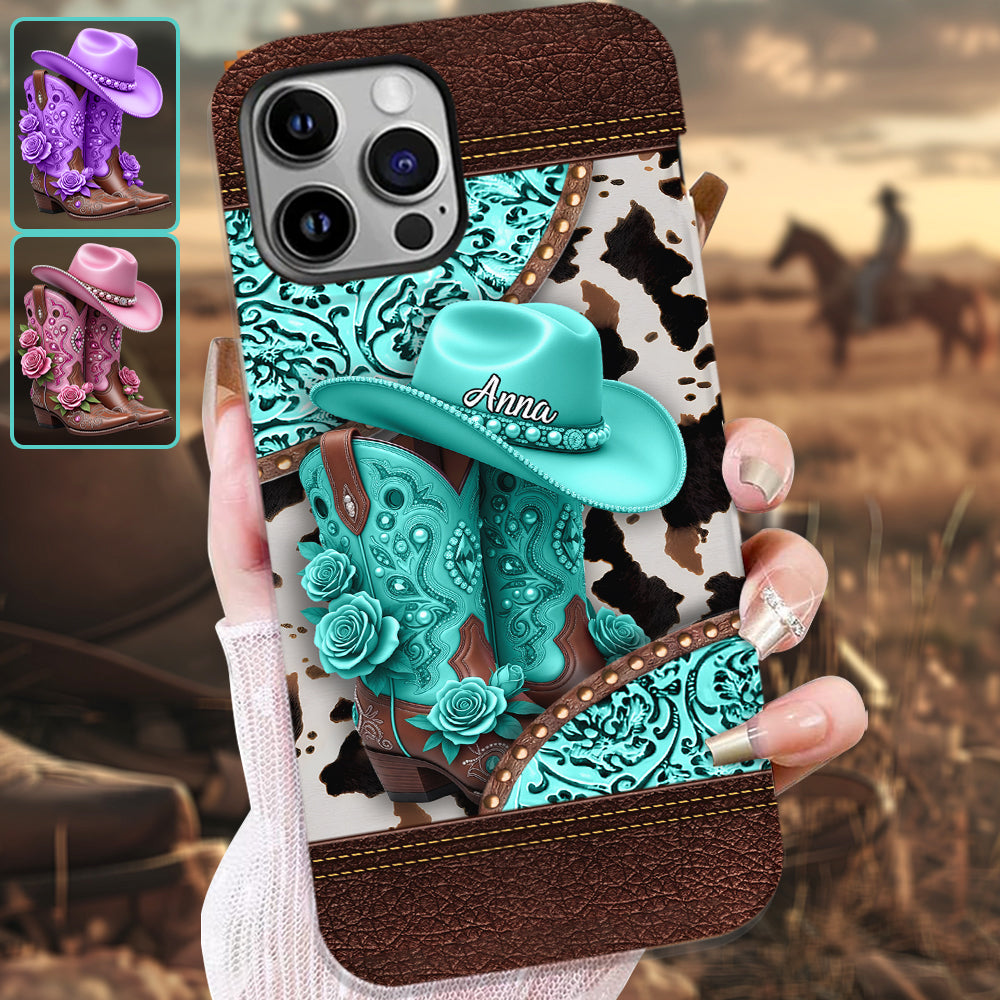 Western Cowgirl Boot - Personalized Cowgirl Full Print Phone Case