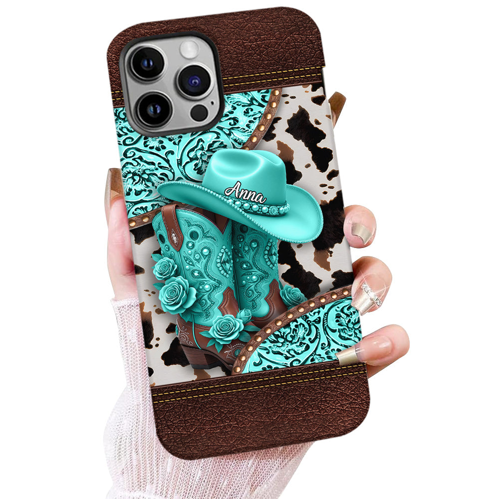 Western Cowgirl Boot - Personalized Cowgirl Full Print Phone Case