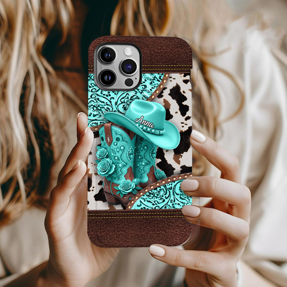 Western Cowgirl Boot - Personalized Cowgirl Full Print Phone Case