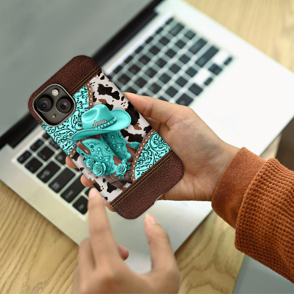 Western Cowgirl Boot - Personalized Cowgirl Full Print Phone Case