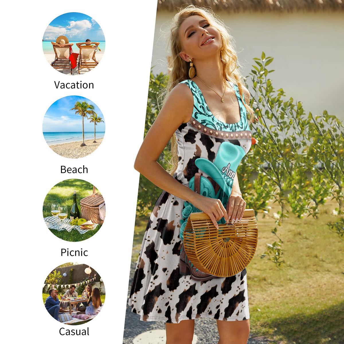 Western Cowgirl Boots - Personalized Cowgirl Sleeveless Dress