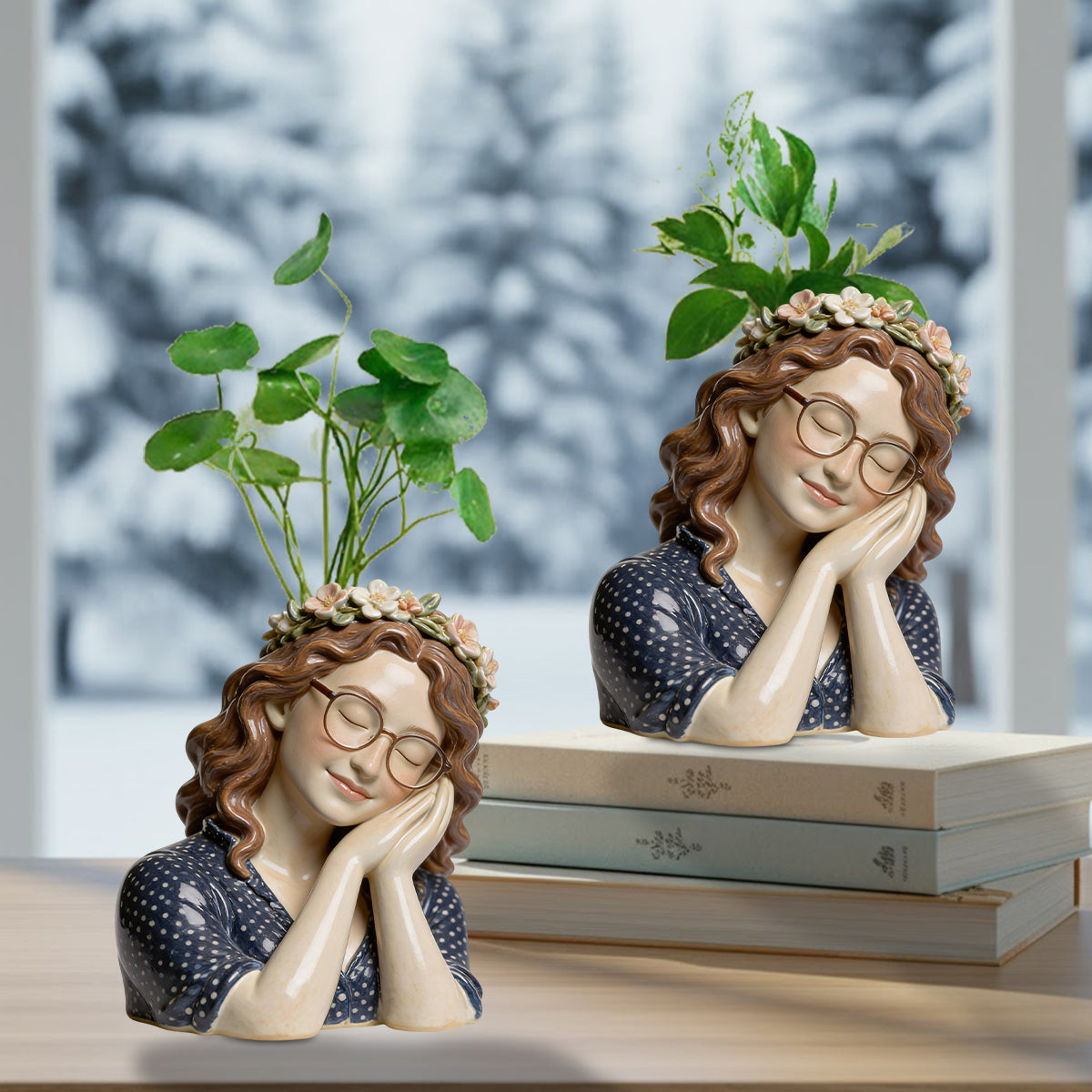 Dreaming Girl - Personalized Gardening Custom Shape Acrylic Flower Vase