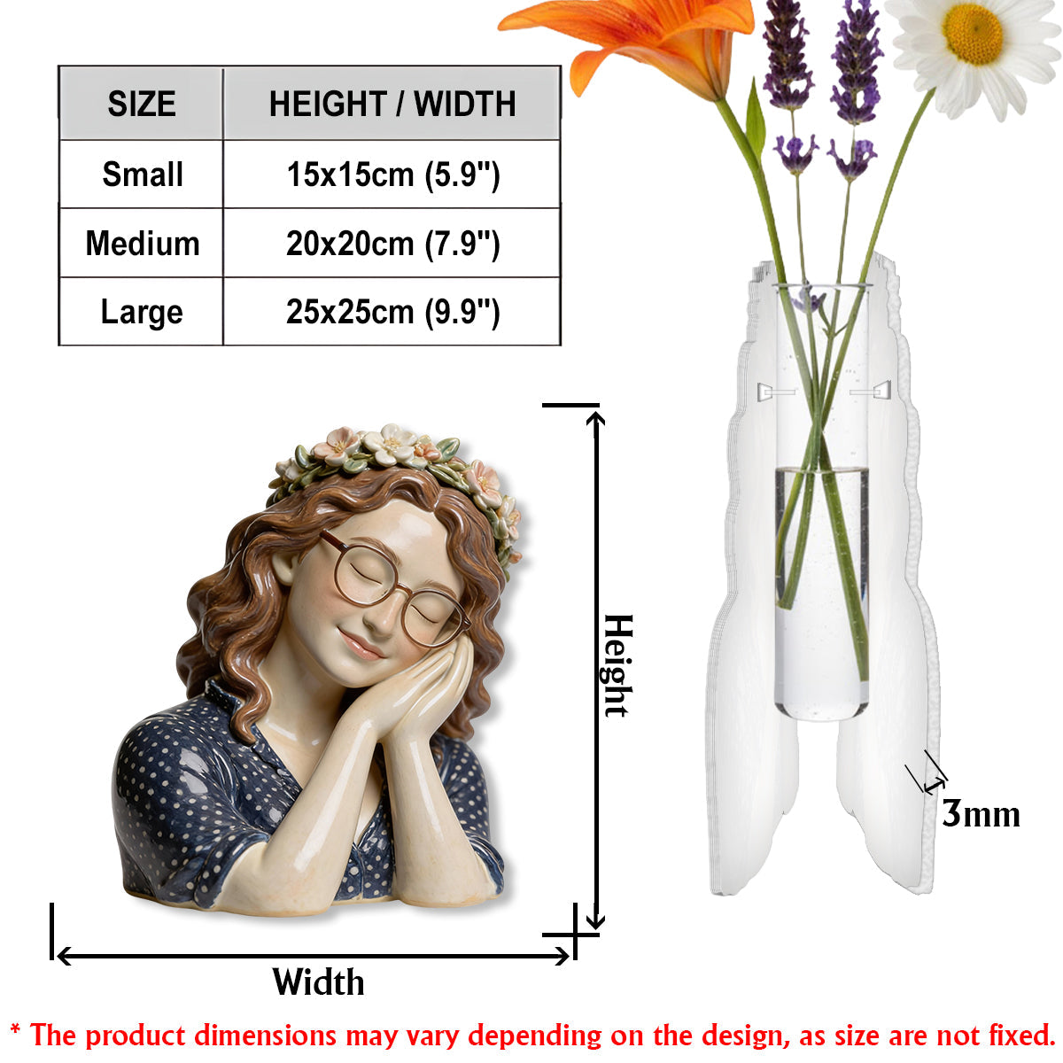 Dreaming Girl - Personalized Gardening Custom Shape Acrylic Flower Vase
