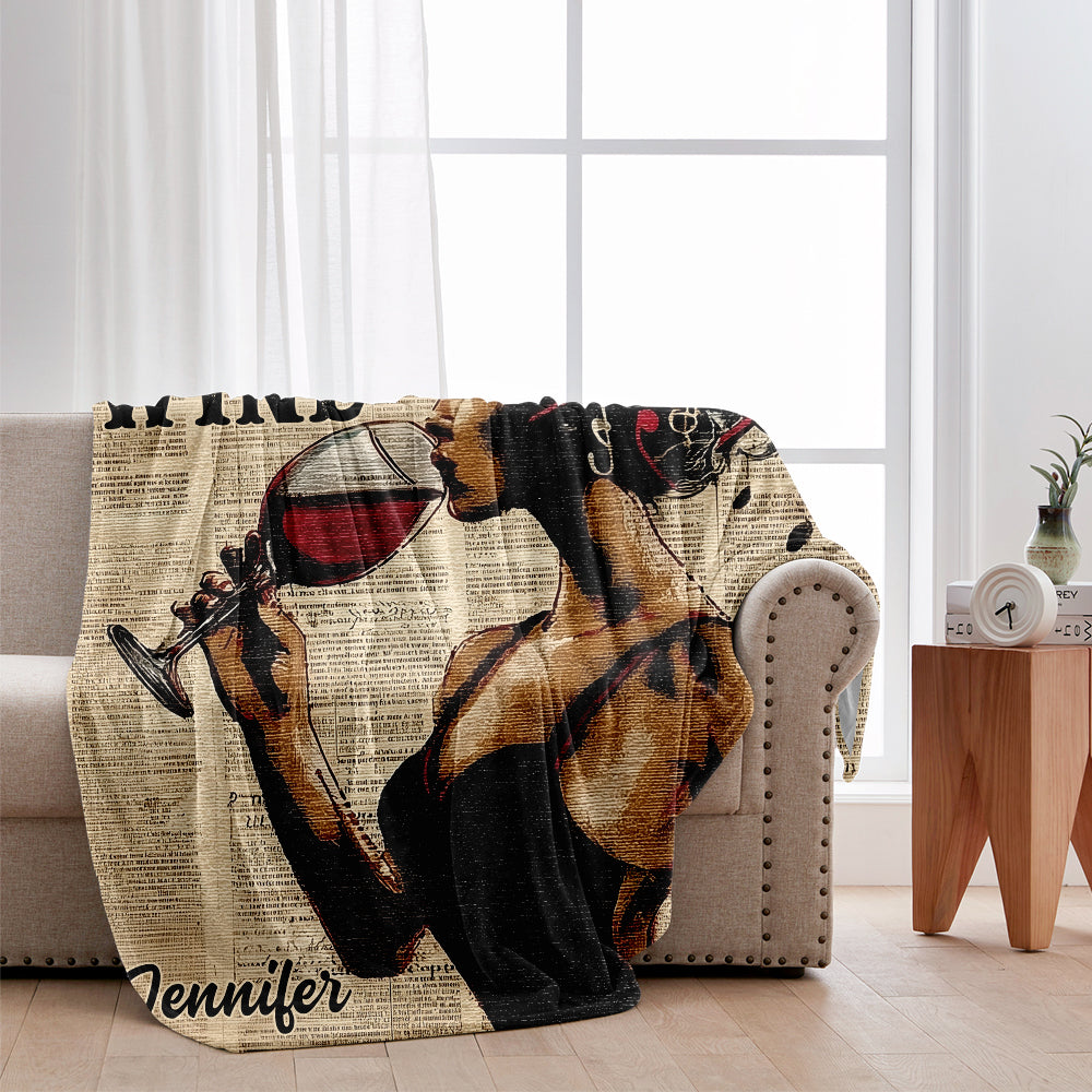 Easily Distracted by Music and Wine - Personalized Wine Blanket