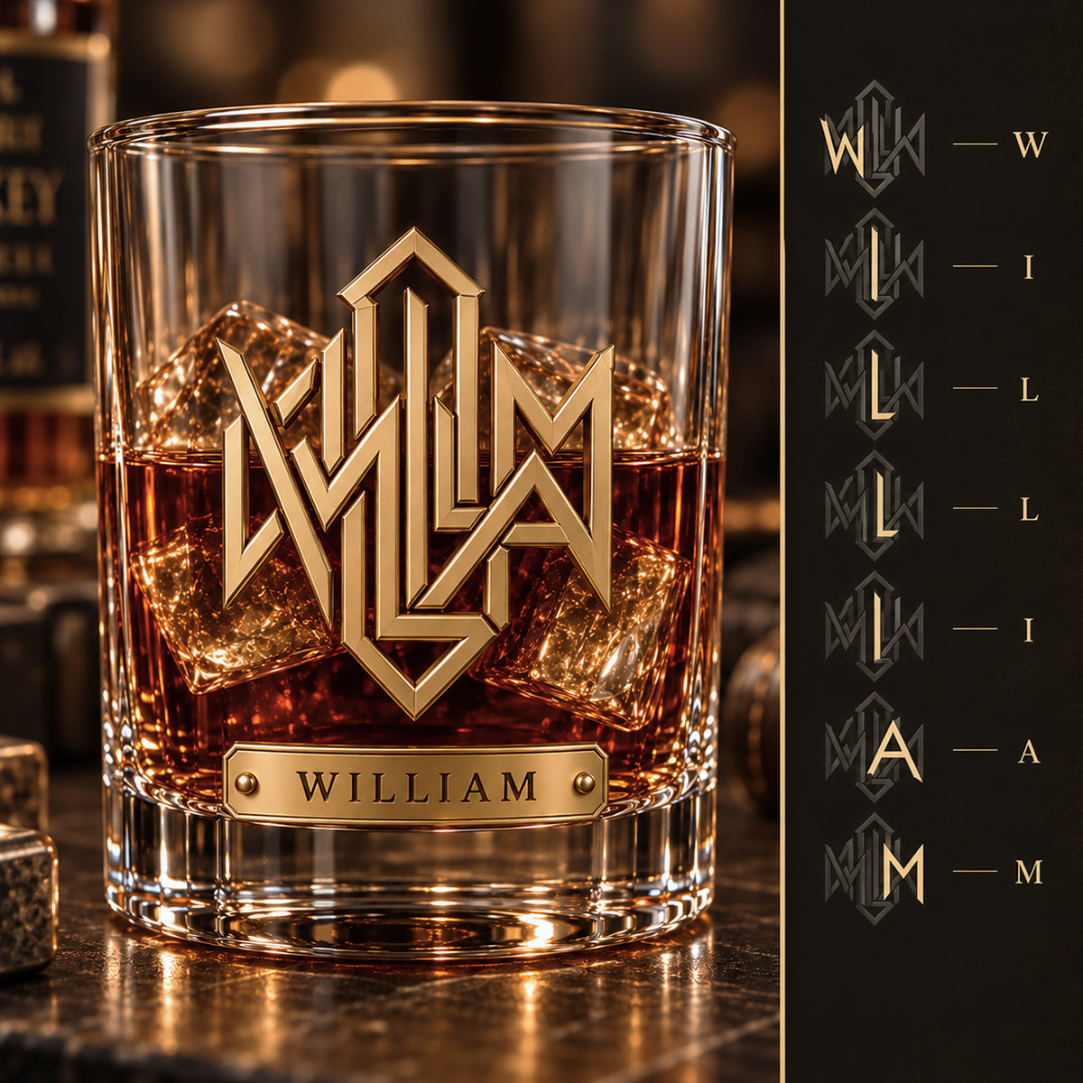 Luxury Name Logo - Personalized Real Men Whiskey Decanter Set