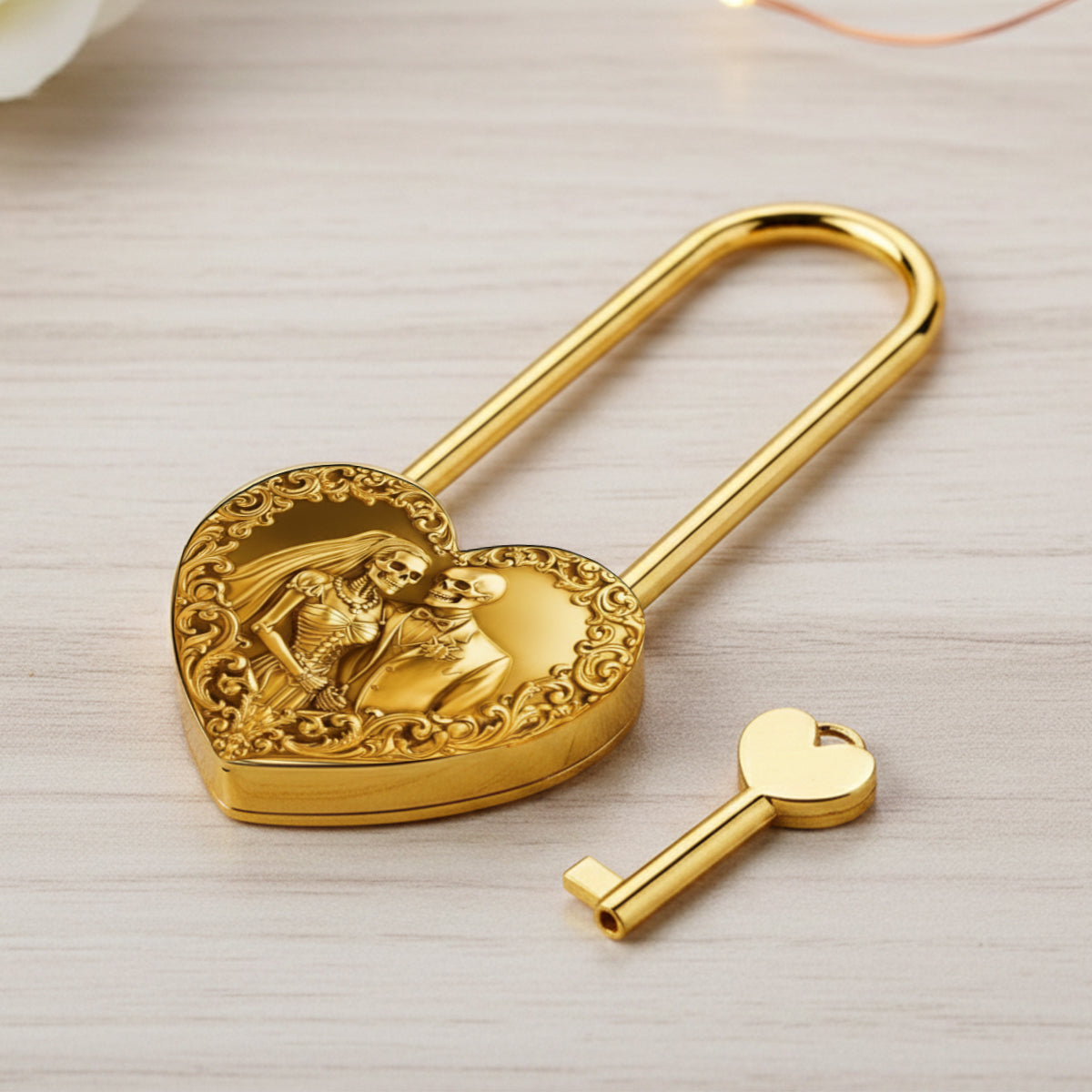 Locked In Love, Till Death Do Us Part - Personalized Skull Heart Padlock
