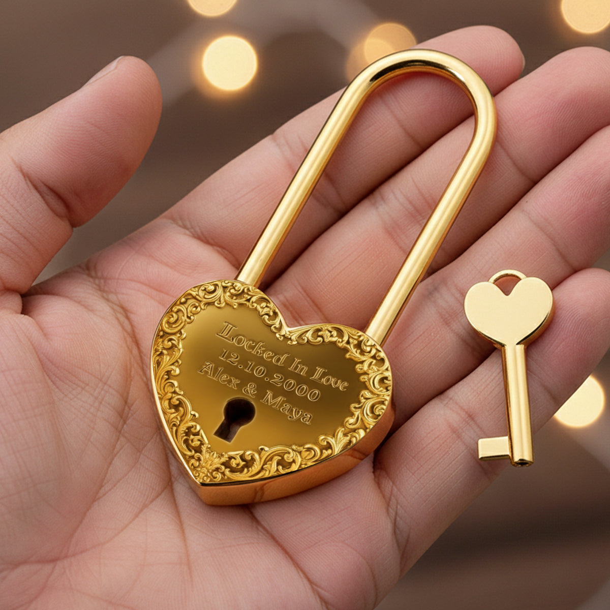 Locked In Love, Till Death Do Us Part - Personalized Skull Heart Padlock