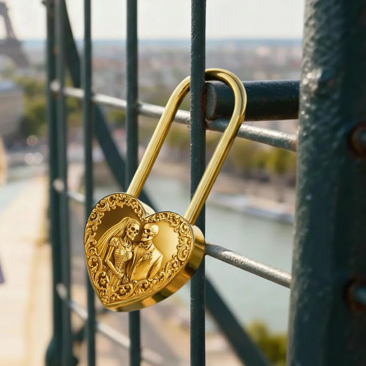 Locked In Love, Till Death Do Us Part - Personalized Skull Heart Padlock