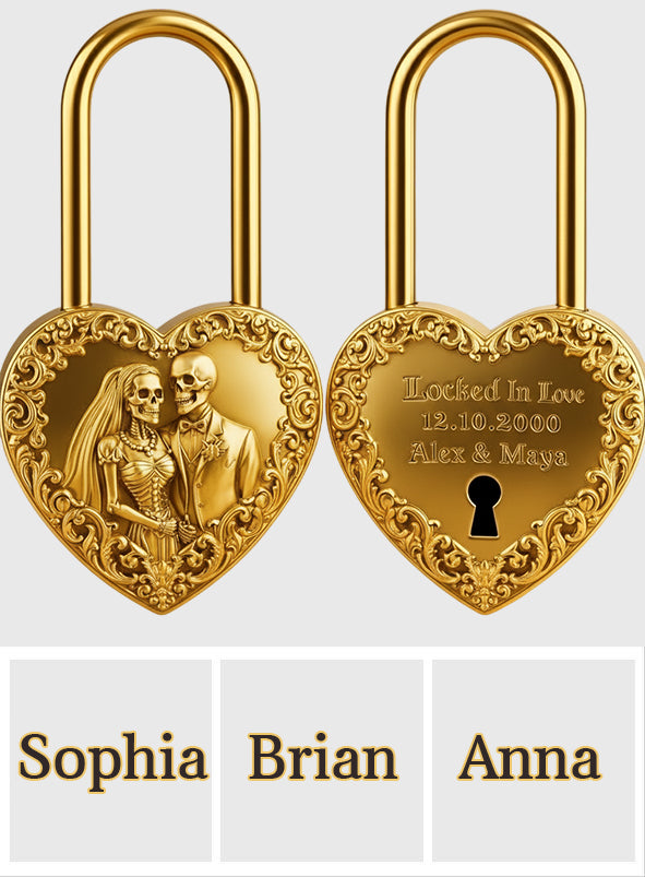 Locked In Love, Till Death Do Us Part - Personalized Skull Heart Padlock
