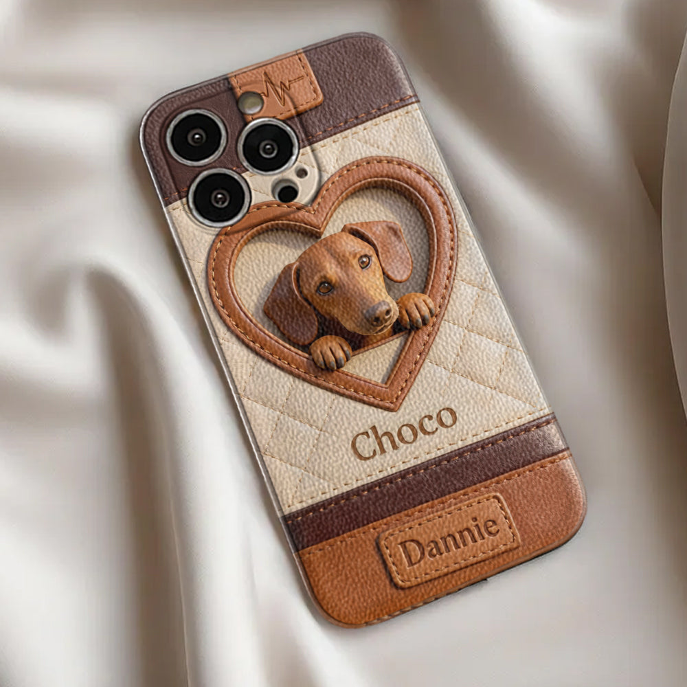 Custom From Any Photo - Personalized Dog Leather Phone Case