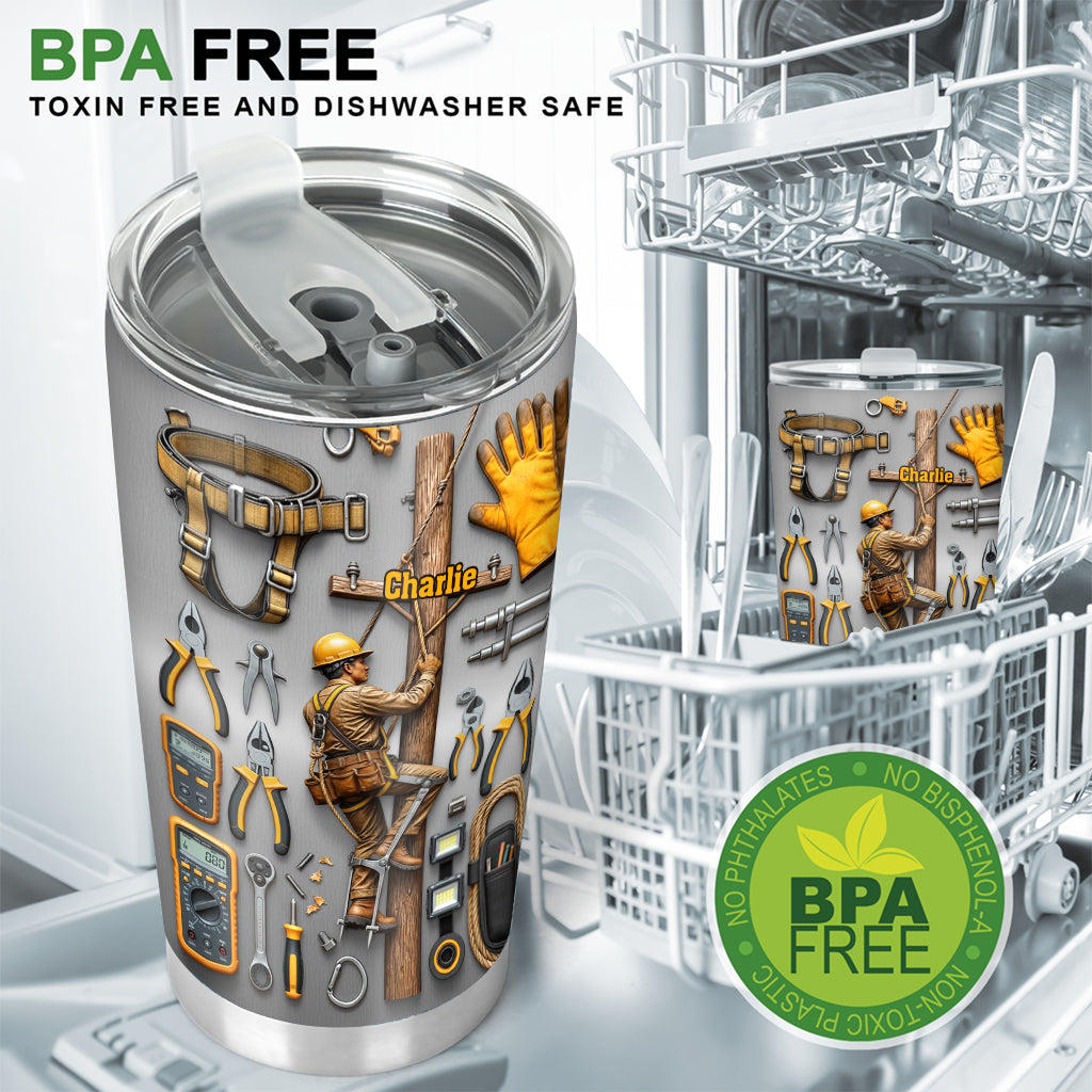 Strength Of The Line - Personalized Lineman Tumbler