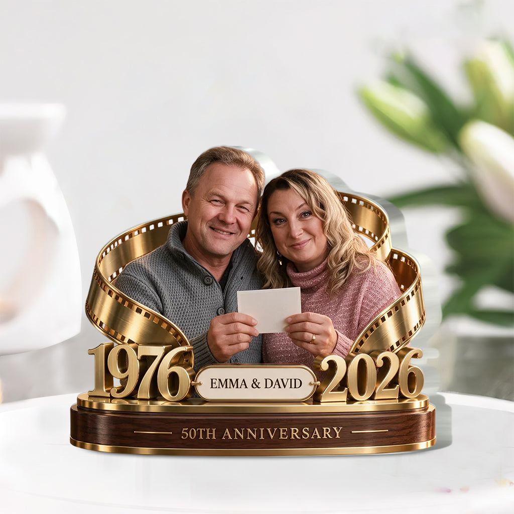 Personalized Couple Gift, Romantic Anniversary Figurine for Husband Wife with Names and Date, Boyfriend Girlfriend Gift - Personalized Couple Custom Shaped Acrylic Plaque