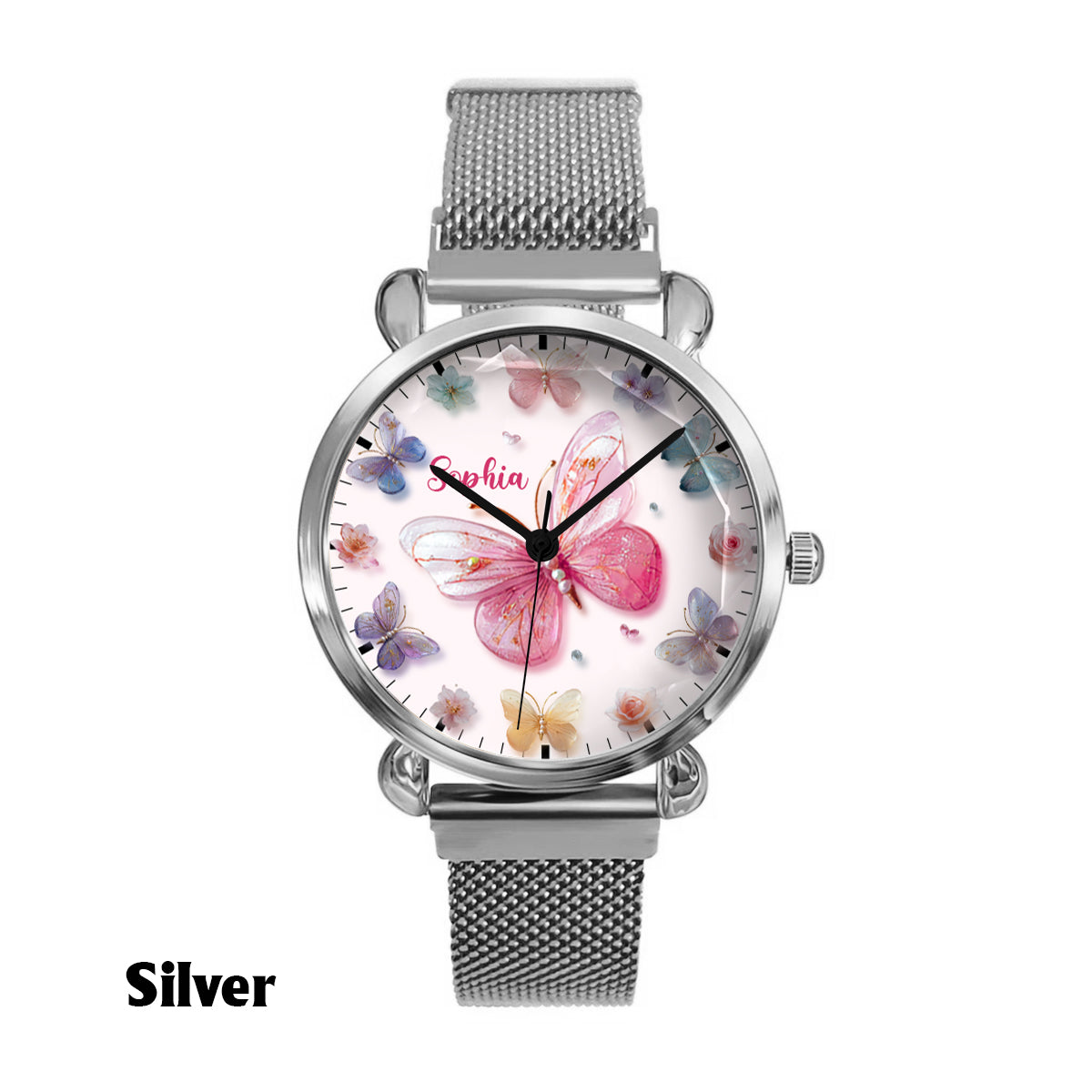 Crystal Butterflies - Personalized Butterfly Women Hand Watch