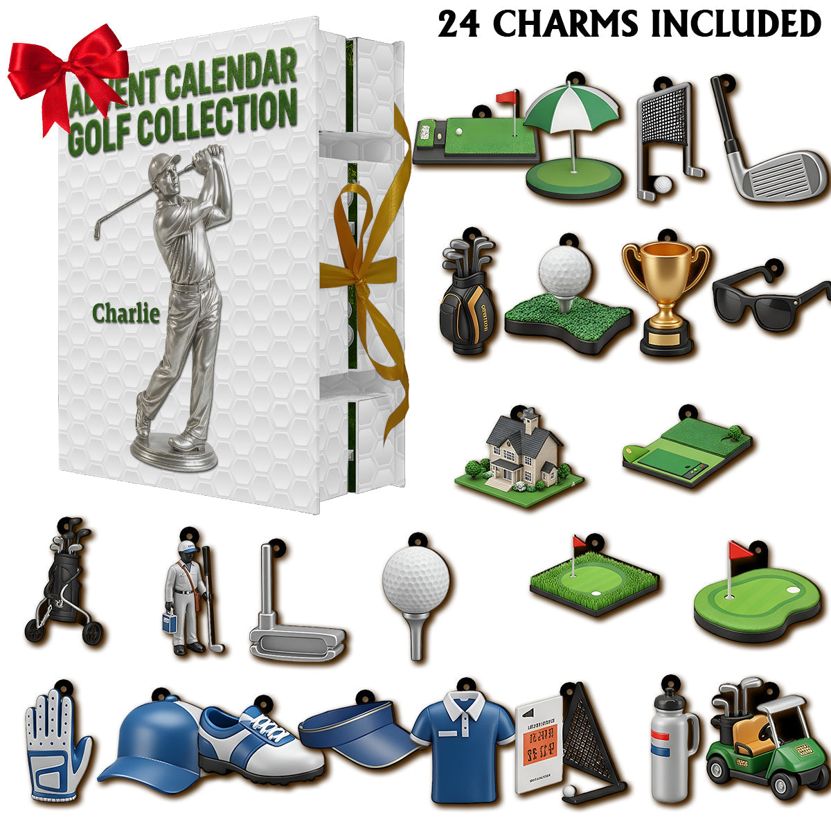 Golf Collection - Personalized Golf Folded Advent Calendar With Ornaments