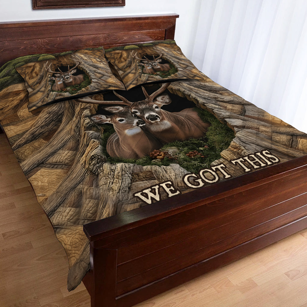 Perfect Gift For Couple - Personalized Hunting Quilt Set
