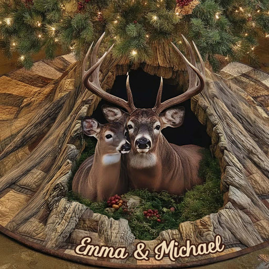 You & Me - Personalized Hunting Shaped Tree Skirt