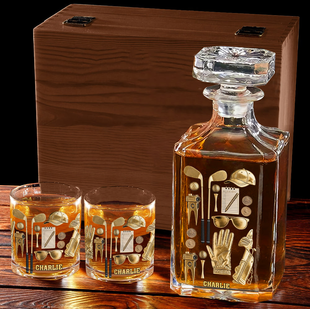Live Love Golf - Personalized Golf Whiskey Decanter Set