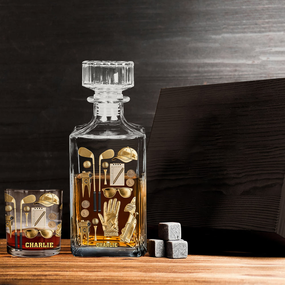 Live Love Golf - Personalized Golf Whiskey Decanter Set