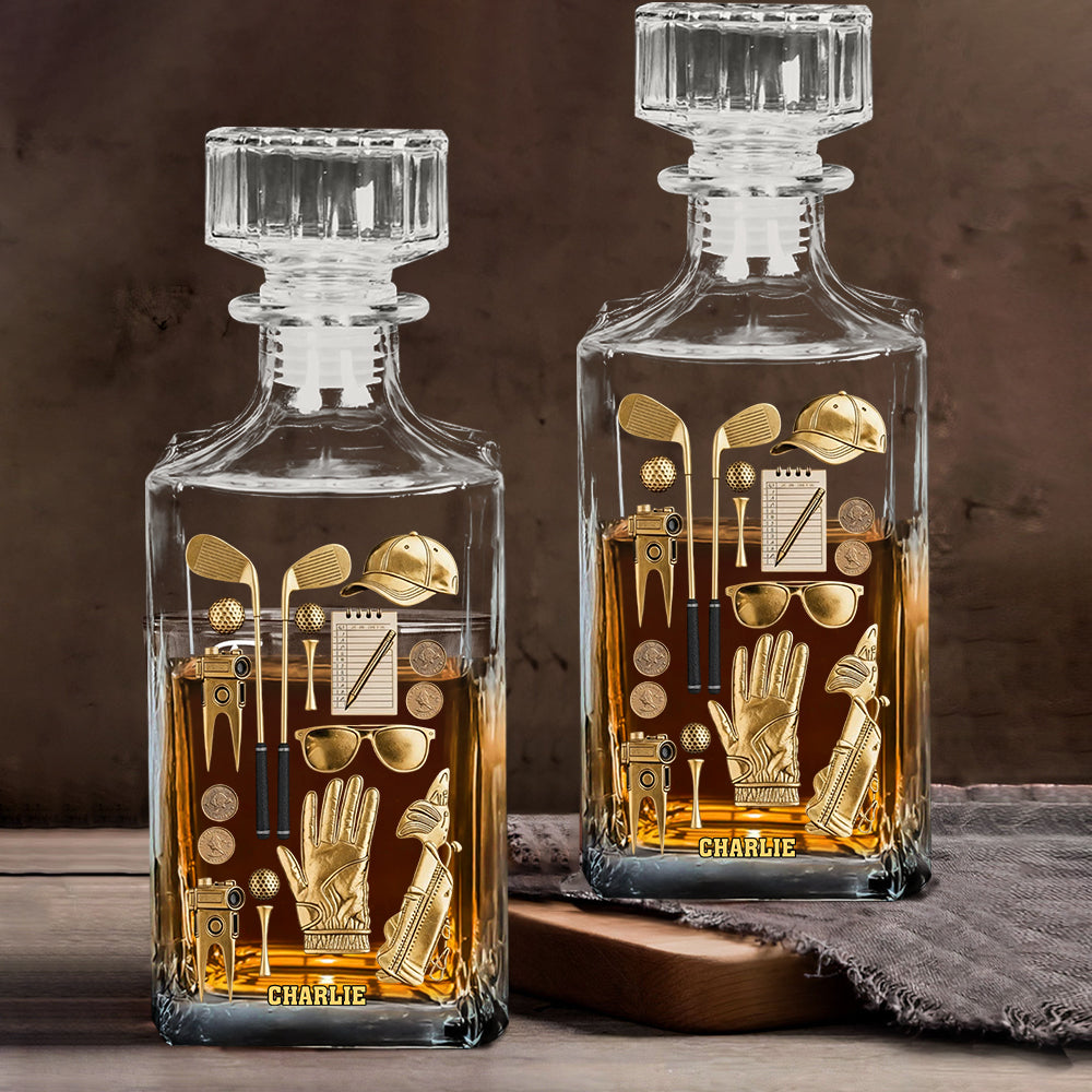 Live Love Golf - Personalized Golf Whiskey Decanter Set