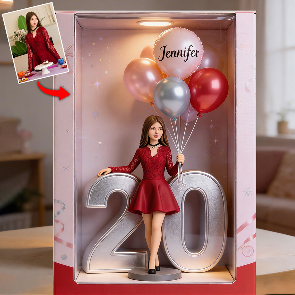 Photo, Balloons And Number - Personalized Birthday Custom Shaped Acrylic Plaque