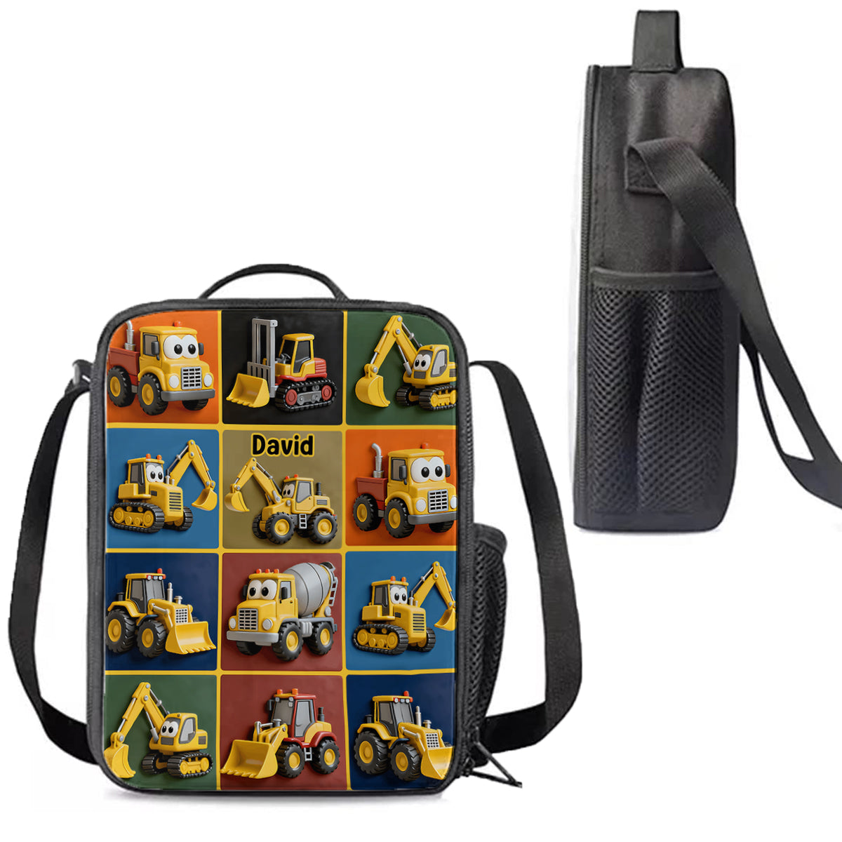 Construction Machines - Personalized Kid Backpack Lunch Bag Pencil Case Set