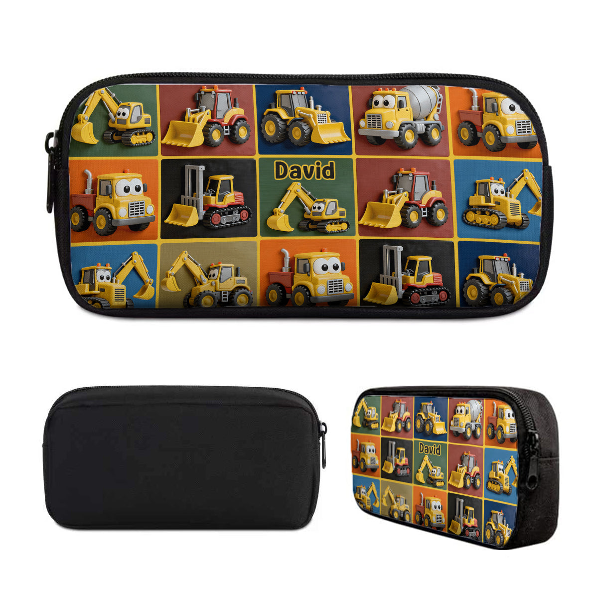 Construction Machines - Personalized Kid Backpack Lunch Bag Pencil Case Set