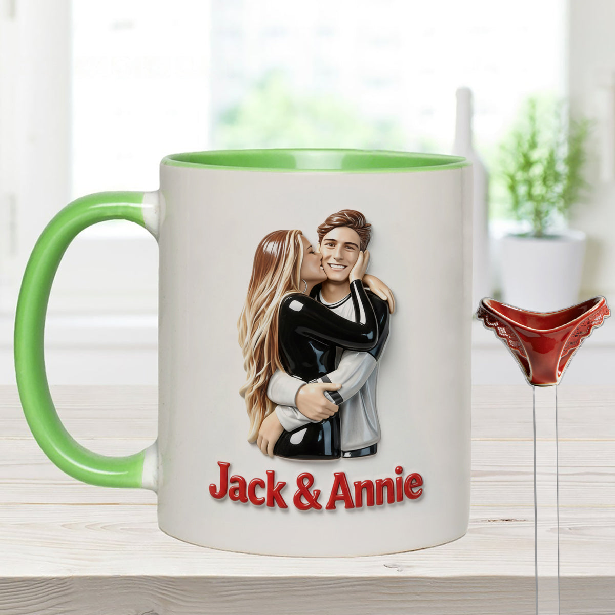 Perfect Gift For Him - Personalized Spicy Couple Set Accent Mug with Acrylic Stirrers