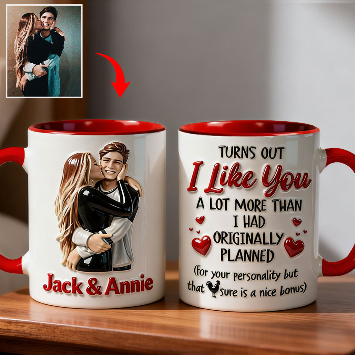 Perfect Gift For Him - Personalized Spicy Couple Set Accent Mug with Acrylic Stirrers