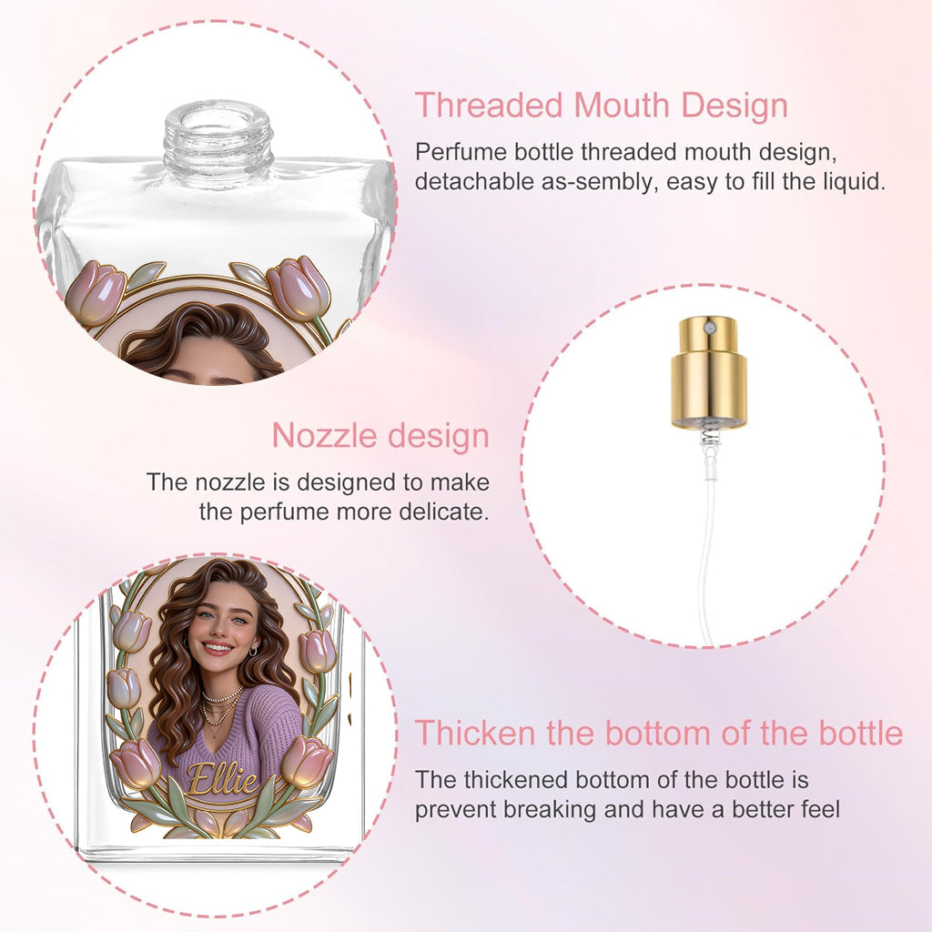 Custom Photo - Birth Month Flower - Personalized Self Love Refillable Perfume Bottle