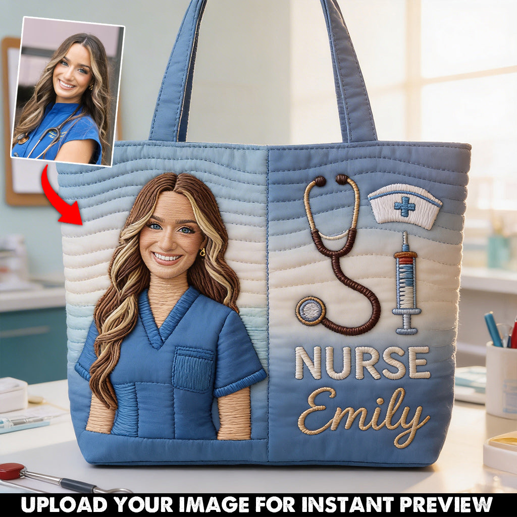 Custom Any Photo Gift For Nurse - Personalized Nurse Quilted Tote Bag