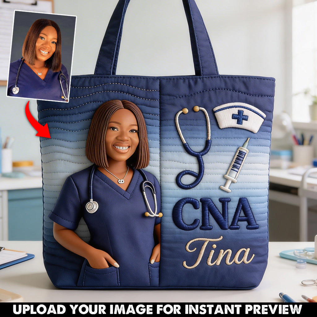 Custom Any Photo Gift For Nurse - Personalized Nurse Quilted Tote Bag