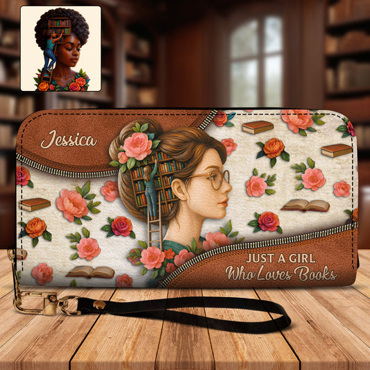 Just A Girl Who Loves Books - Personalized Book Leather Long Wallet